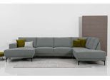 Wohnlandschaft OTTO HOME "OLAND Struktur fein U-Form, XXL, B: 345 cm, Skandi-Design", grau (dunkelgrau), B:345cm H:85cm T:210cm, 100% Polyester, Sofas, Wohnlandschaft, U-Form, 345 cm, Wellenunterfederung, Skandi-Design, Metallfüße