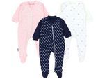 Schlafanzug TUPTAM "Schlafstrampler Baby Unisex Schlafstrampler mit Fuß 3er Pack", Jungen, Gr. 62, blau (herzen dunkelblau, bärchen rosa weiß), Obermaterial: 100% Baumwolle CO., Homewear-Sets Schlafanzug