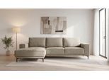 Ecksofa OTTO HOME "OLAND Struktur L-Form, B: 280 cm, Skandi-Design", beige, B:280cm H:85cm T:152cm, 100% Polyester, Sofas, Ecksofa, L-Form, 280 cm, Wellenunterfederung, Skandi-Design, Metallfüße