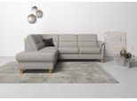 Ecksofa HOME AFFAIRE "Palmera L-Form, B: 236 cm", grau (lightgrau), B:236cm H:89cm T:212cm, Luxus-Microfaser (100% Polyester);Struktur (100% Polyester);Luxus-Microfaser in Lederoptik (100% Polyester), Sofas, Ecksofa, optional Bettfunktion & Bettkasten, Federkern