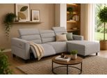 Ecksofa OTTO HOME "CARPARI Webstoff,L-Form,224 cm, man./elektr. Relaxfunktion", grau (hellgrau), B:263cm H:97cm T:179cm, Sofas, Ecksofa, (USB A/C), sowie Kopfteilverstellung