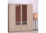 Kleiderschrank PARISOT "Daily", braun (eiche), B:160cm H:185cm T:51cm, Holzwerkstoff, Schränke, Kleiderschrank, zwei Türen mit Spiegel