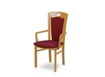 Esszimmerstuhl HOME AFFAIRE "FERDI, Armlehnstuhl, Made in Italy, Massivholz", beige (buche, bordea, buche natur, bordeaux), B:55cm H:100cm T:57cm, Massivholz, Stühle, Esszimmerstuhl, Bezug Feinstruktur (wasser-und fleckabweisend) oder Struktur