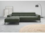 Ecksofa HOME AFFAIRE "Claya, 258 cm breit, L-Form, Kopfteilverstellung", grün (oliv), B:258cm H:71cm T:179cm, 95% Polyester, 5% Nylon, Sofas, Ecksofa, Moderne Steppung, weicher Polsteraufbau & saugroboterfreundliche Höhe