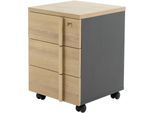 Rollladenschrank GAMI "ITALIC", eiche bocage, anthrazit, B:42cm H:59cm T:43cm, Holzwerkstoff, Schränke, Rollladenschrank, Funktional und mobil – passt perfekt unter Ihren Schreibtisch
