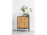 Sideboard ACTONA GROUP, schwarz (schwarz, natur), B:80cm H:103cm T:40cm, MDF, Metall, Papier, Sideboards, Sideboard, mit Wildeiche-Nachbildung, 3 Türen und 2 Schubladen, Breite 80 cm