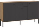 Sideboard OTTO HOME "Nursia", weiß, neutral, B:135,5cm H:85,4cm T:40cm, Holzwerkstoff, MDF, Melamin, PVC, Sideboards, Sideboard, Sideboard, Breite 136 cm, mit geriffelten Fronten, auf Metallfüßen