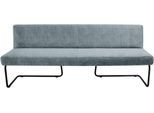 Polsterbank K+W KOMFORT & WOHNEN, blau (lightblau 52), B:202cm H:82cm T:67cm, Sitzbänke, Polsterbank, in abgerundeter Form, Rundrohrkufe lang gebogen, in Leder oder Stoff