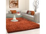 Hochflor-Teppich AYYILDIZ TEPPICHE "Life Shaggy 1500 , auch als Läufer und in Rund erhältlich", orange (terra), B:60cm H:30mm L:110cm, Kunstfaser, Teppiche, Hochflor-Teppich, Langflor, uni, große Farb- und Größenauswahl. Wohnzimmer, alle Räume