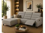 Ecksofa OTTO HOME "CARPARI Webstoff,L-Form,224 cm, man./elektr. Relaxfunktion", grau (hellgrau), B:263cm H:97cm T:179cm, Sofas, Ecksofa, (USB A/C), sowie Kopfteilverstellung