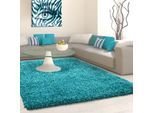 Hochflor-Teppich AYYILDIZ TEPPICHE "Life Shaggy 1500 , auch als Läufer und in Rund erhältlich", blau (türkis), B:240cm H:30mm L:340cm, Kunstfaser, Teppiche, Hochflor-Teppich, Langflor, uni, große Farb- und Größenauswahl. Wohnzimmer, alle Räume