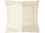 Dekokissen APELT "Mino", beige, B:49cm L:49cm, Obermaterial: 75% Polyester, 15% Baumwolle, 10% Viskose, Dekokissen_Sitzkissen_Kissenhüllen, Dekokissen, mit graphischen Motiven
