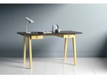 Schreibtisch WOODMAN "Nice", grau (smoke, eichefarben, dunkelbraun), B:140cm H:75cm T:70cm, Tische, Schreibtisch, im skandinavian Design, Tischbeine aus massiver Eiche, FSC