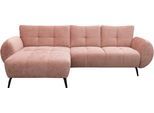 Ecksofa OTTO HOME "Viborg 261 x 140 cm, mit Steppungen, elegant, modern", rosa (rose), B:261cm H:82cm T:140cm, 100% Polyester, Sofas, Ecksofa, L-Form, pflegeleichter Bezug, hohe Füße - passend für Saugroboter