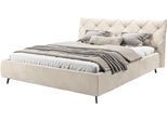 Polsterbett HOME AFFAIRE "Elloree, in 4 Breiten bis 200cm, auch in Leder", beige (sand), B:216cm H:105cm L:254cm, 94% Polyester, 6% Nylon, Betten, Polsterbett, Kopfteilhöhe 105 cm, belastbar bis 280 kg, auch in Überlänge 220cm