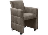 Esszimmersessel EXXPO - SOFA FASHION "Barista, Loungesessel auf Rollen mit hoher Bodenfreiheit", dolphin, B:64cm H:90cm T:72cm, Sessel, Esszimmersessel, Barista Clubsessel auf Rollen mit schmalen Armlehnen, modernes Design