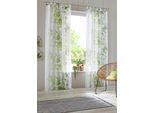 Gardine OTTO HOME "Ina" Gr. 5, grün, B:144cm H:265cm, Voile, Polyester, Gardinen, Gardine, 2-er Set, einseitig floral bedruckt, Voile, Blumen