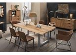 Esstisch SIT "Lille Wildeiche Massivholz mit modernem Metall-Kufengestell", braun (natur, antiksilber, antiksilber, natur), B:180cm H:75cm T:100cm, Platte Wildeiche geölt, Gestell Metall, Tische, Esstisch, Geölte Wildeiche mit durchgehenden Lamellen & Kufengestell