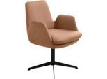 Drehstuhl K+W KOMFORT & WOHNEN "Cube", braun (brandy 72, schwarz), B:63cm H:84cm T:65cm, Stühle, Drehstuhl, Rückholfunktion, Untergestell schwarz