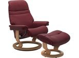 Relaxsessel STRESSLESS "Sunrise", rot (bordeaux batick), B:75cm H:100cm T:73cm, Leder BATICK: BATICK ist ein leicht korrigiertes, durchgefärbtes und genarbtes Möbelleder, bei dem die meisten Unebenheiten und Spuren in der Regel entfernt wurden.;Leder PALOMA: PALOMA ist ein durchgefärbtes Semianilin-Möbelleder mit natürlicher Narbung.;ROHLEDER Stoff Q2 FARON: Ein fester zuverlässiger Bouclé mit ein