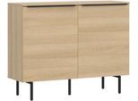 Kommode TOM TAILOR HOME, light oak, B:110cm H:89cm T:42cm, Holzwerkstoff, Melamin, Spanplatte, Sideboards, Kommode, Sideboard mit 2 Türen, Softclose,viel Stauraum mit Farbkick