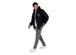 Minoti Heren-varsityjack met afneembare capuchon en geborduurd logo (Zwart)