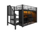 Modfu Hochbett, Schwarz, Metall, Rechteckig, 90x200 cm, Kinderzimmer & Jugendzimmer, Kindermöbel, Kinderbetten, Hochbetten