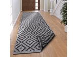 Teppich OTTO HOME "Ronda Wendeteppich", schwarz (anthrazit, schwarz), B:80cm H:5mm L:350cm, Kunstfaser, Teppiche, Teppich, Sisal-Optik, Flachgewebe, In- und Outdoor, geometrisches Boho Design