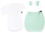 Babyschlafsack TRÄUMELAND "Set Pünktchen mint", Baby, Gr. 50/56, umlaufender Reißverschluss, grün (mint), Obermaterial: 100% Baumwolle, Schlafsäcke