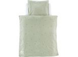 Babybettwäsche TRÄUMELAND "Jersey Fiore", grün, B/L: 80cm x 80cm, 1 Stk., 1 Stk., Jersey, B/L: 40cm x 35cm, 2 Stk., Jersey, Obermaterial: 100% Baumwolle, Bettwäsche, Blumen allover