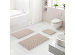 Badematte GRUND "Caffi", beige, H:20mm, Polyester, Badematten, Badematte, Zeitlos schönes Wellenmuster, mit Hoch-Tief, 5 Jahre Garantie