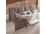 Eckbank EXXPO - SOFA FASHION "Intenso, modern, 263/198 cm (B/T)", grau (cappuccino), B:264cm H:92cm T:198cm, NaturLeder;Strukturstoff (Zusammensetzung: Polyester 100%);Luxus-Microfaser (Zusammensetzung: Aufgeflockte 100% Polyester Schicht mit Prägung);Cord (Zusammensetzung: Polyester 100%), Sitzbänke, Eckbank, hohe Bodenfreiheit, frei im Raum stellbar, hoher Sitzkomfort