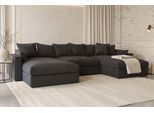 Wohnlandschaft OTTO HOME "Cosy Lounge U-Form, Breite 385 cm", schwarz, B:385cm T:198cm, 100% Polyester, Sofas, Wohnlandschaft, Mega-Sofa mit Cordstoff bezogen, mit Federkern & 5 Zierkissen