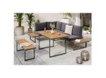Ambia Garden Loungegarnitur, Natur, Dunkelgrau, Metall, Kunststoff, Textil, 4-teilig, Füllung: Polyester,Schaumstoff, seitenverkehrt montierbar, 250x180 cm, gastro- und objekttauglich, UV-beständig, wetterbeständig, Loungemöbel, Gartenlounge-Sets