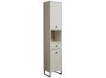 Mid.you Hochschrank, Eiche, Kaschmir, Metall, 3 Fächer, 1 Schublade(n) Schubladen, einzeln stellbar, 38x195x32 cm, stehend, Badezimmer, Badezimmerschränke, Hochschränke