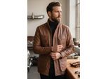 Heren Tan Lam Leren Safari Parka Jas - Haven