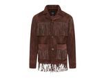 Heren retro bruine cowboy suède leren fringejas - Western