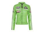 Dames Biker Racing Badges Groene Leren Jas-Eastleigh