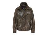Dames bruine koeienleren Biker Blouson Oversized Jas - Grote Bomber