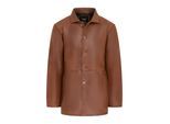 Herenbeige leren jas met lange kraag - Berry