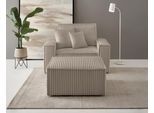 Loveseat OTTO HOME "FINNLEY Cord, Loveseat & Hocker im Set", grau (taupe), B:120cm H:85cm T:166cm, Bezugstoff 100% PES ;Gramatur 400g/qm +/- 5%, Sessel, Loveseat, verfügbar in den Stoffqualitäten Bouclé, Struktur fein und Mega Cord