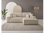Ecksofa OTTO HOME "FINNLEY Cord, L-Form 257 cm, Schlafsofa", beige (creme), B:267cm H:85cm T:167cm, Bezugstoff 100% PES ;Gramatur 400g/qm +/- 5%, Sofas, Ecksofa, mit Bettkasten, in Bouclé, Struktur fein und Mega Cord