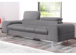 2-Sitzer COTTA "Chef", grau, B:196cm H:72cm T:105cm, Softlux-Kunstleder;NaturLeder (echtes Rindsleder);Luxus-Microfaser (100% Polyester), Sofas, 2-Sitzer, Big-Sofa mit Kopfteilverstellung, edle Metallkufen