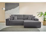 Ecksofa OTTO HOME "FINNLEY Struktur fein, L-Form 257 cm, Schlafsofa", grau (anthrazit), B:267cm H:85cm T:167cm, Bezugstoff 100% PES ;Atmungsaktives Gewebe ;Easy Clean ;Gramatur 340g/ qm +/- 5%, Sofas, Ecksofa, mit Bettkasten, in Bouclé, Struktur fein und Mega Cord