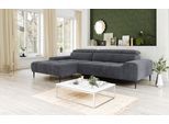 Ecksofa OTTO HOME "Theo L-Form, B: 290 cm", grau (coal), B:290cm T:182cm, 92% POLYESTER (PES) / 8% POLYAMID (PA), Sofas, Ecksofa, mit Kopfteilverstellung, optional Sitztiefenverstellung