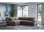 Ecksofa OTTO HOME "Jade L Form, Breite: 270 cm, mit Kopfteilverstellung & Nierenkissen", braun (mud), B:270cm H:90cm T:203cm, 100% POLYESTER (PES), Sofas, Ecksofa, optional elektr. Sitztiefenverstellung