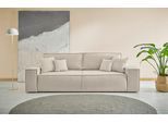 3-Sitzer OTTO HOME "FINNLEY Struktur fein, Schlafsofa 257 cm", beige (creme), B:257cm H:85cm T:102cm, Bezugstoff 100% PES ;Atmungsaktives Gewebe ;Easy Clean ;Gramatur 340g/ qm +/- 5%, Sofas, 3-Sitzer, mit Bettkasten, in Bouclé, Struktur fein und Mega Cord
