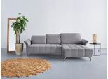 Ecksofa OTTO HOME "Fresh L-Form", grau (hellgrau), B:281cm H:79cm T:185cm, 100% Polyester, Sofas, Ecksofa, Federkern, wahlweise Kopfteilverstellung und motorischer Vorziehsitz