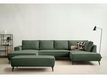 Wohnlandschaft OTTO HOME "TVINNU Cord, 354 cm, mit Hocker", grün (dunkelgrün), B:354cm H:83cm T:193cm, Sofas, Wohnlandschaft, Recamiere rechts/links, stellbar zum Schlafsofa (Krokodilverbinder)