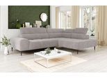 Ecksofa OTTO HOME "Theo L-Form, B: 298 cm", grau (sand), B:298cm T:222cm, 92% POLYESTER (PES) / 8% POLYAMID (PA), Sofas, Ecksofa, mit Kopfteilverstellung, optional Sitztiefenverstellung